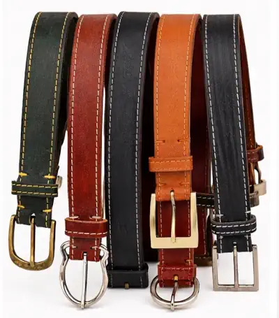 "Les classiques", ceintures artisanales en cuir, fabriquées en Vendée, France. Finition "piquées". Différentes couleurs, toutes tailles et réalisées sur mesure.