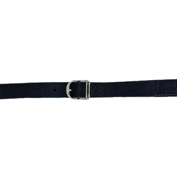 Ceinture brute en cuir noir, largeur 25 mm, boucle argent, vue globale - Fabrication artisanale en France, dans notre atelier en Vendée.