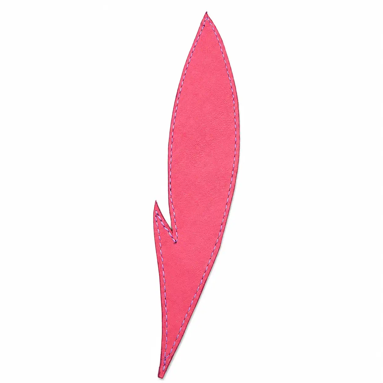 Marque-page artisanal cuir en forme de plume bleu et rose – Image 2