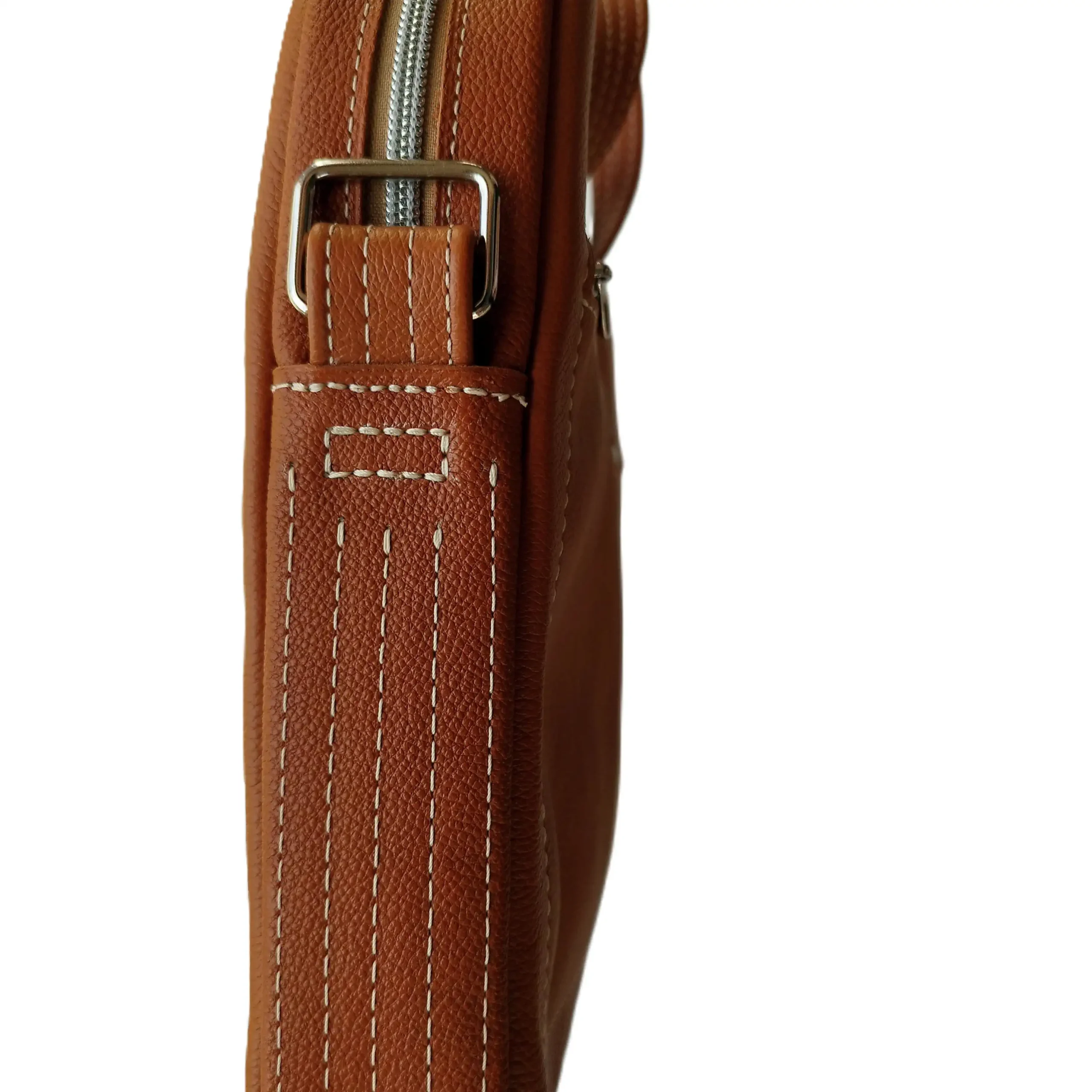 Sac ordinateur artisanal cuir pleine fleur camel - Pièce unique – Image 3
